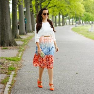 Floral accordion pleated midi skirt H&M